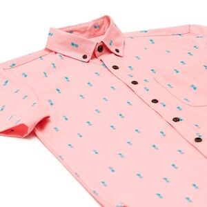 Roberta Oaks Pineapple Vintage Pink Hawaiian Shirt Button Down Vacation 1